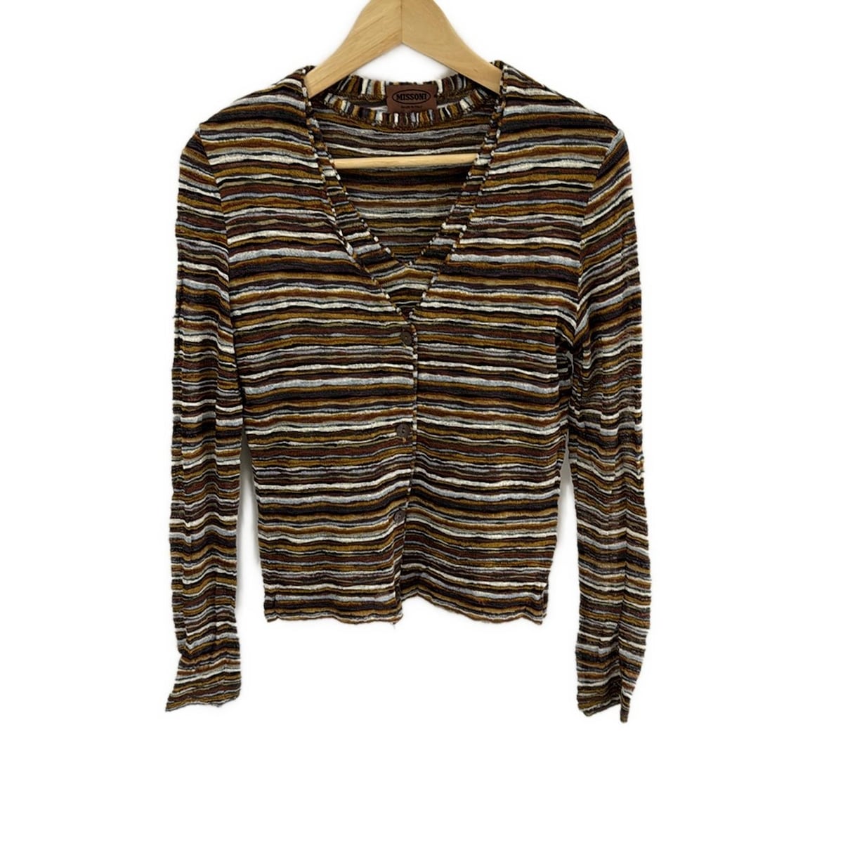 【中古】MISSONI(ミッソーニ) アンサンブル ボーダー ダークブラウン×ダークイエロー×マルチ