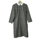 【中古】MACKINTOSH PHILOSOPHY(マッキントッシュフィロソフィー) ワンピース 長袖/ひざ丈/チェック柄/襟着脱可 アイボリー×黒×グレー