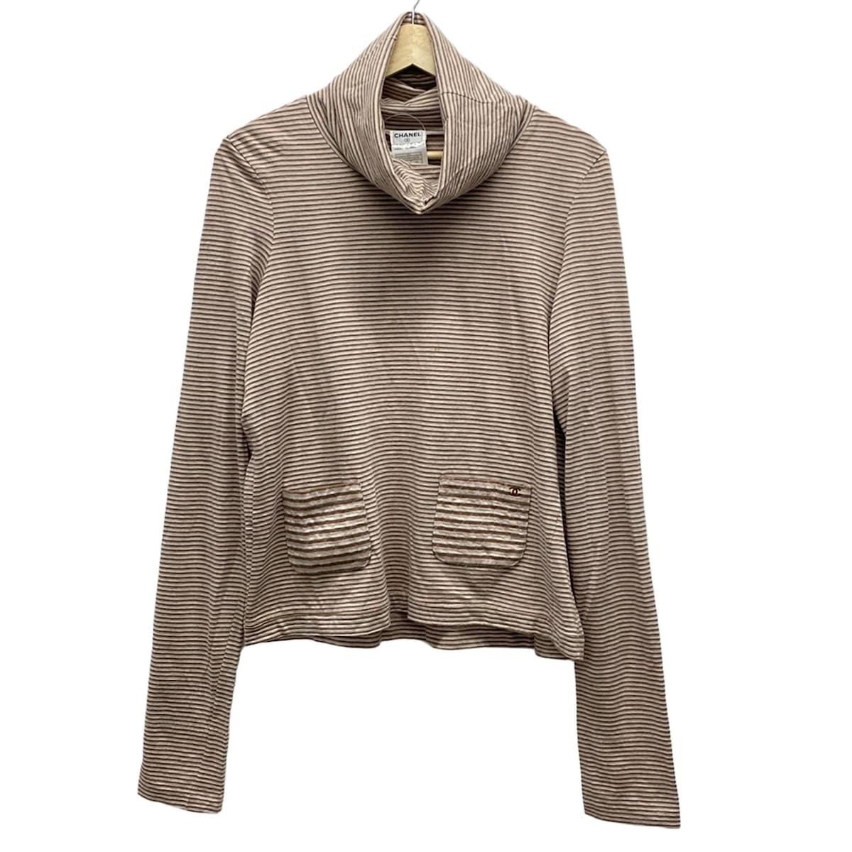 【中古】CHANEL(シャネル) 長袖セーター タートルネック ライトグレー×ピンク×ダークブラウン