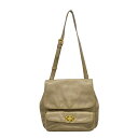【中古】miumiu(ミュウミュウ) ショルダーバッグ ターンロック グレージュ レザー
