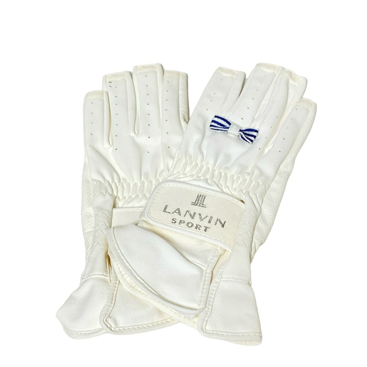 【新着】【中古】LANVIN SPORT(ランバンスポーツ) 手袋 リボン/ラインストーン 白×アイボリー