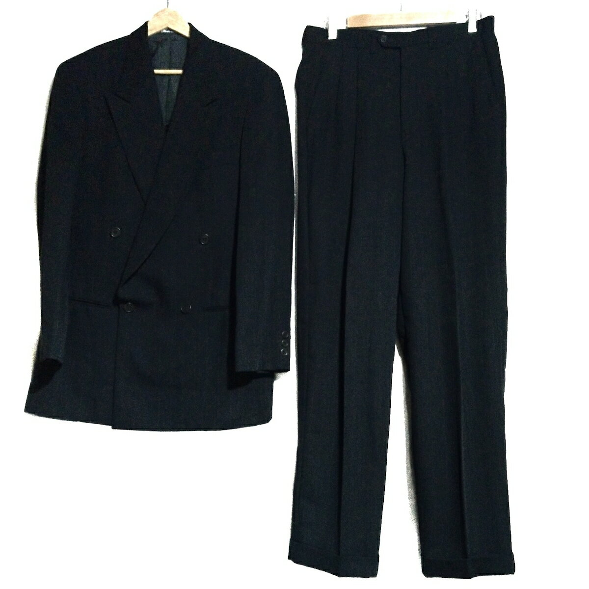 【中古】GIORGIOARMANI(ジョルジオアルマーニ) ダブルスーツ ストライプ ダークネイビー
