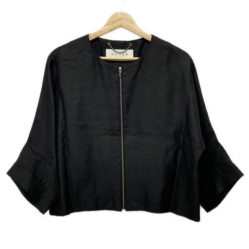 【中古】ADORE(アドーア) ブルゾン 七分袖/ジップアップ/春/秋 黒 【中古】ADORE(アドーア) ブルゾン 七分袖/ジップアップ/春/秋 黒