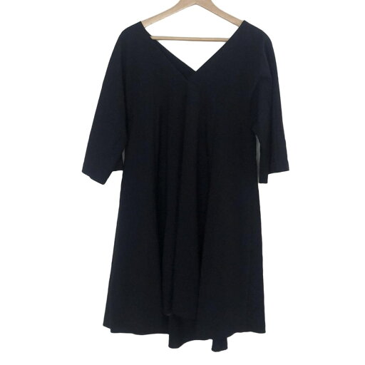 【中古】SLOBE IENA(スローブイエナ) ワンピース Vネック/七分袖/ひざ丈 ダークネイビー 【中古】SLOBE IENA(スローブイエナ) ワンピース Vネック/七分袖/ひざ丈 ダークネイビー