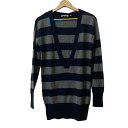 【新着】【中古】VINCE(ヴィンス) 長袖セーター Vネック/カシミヤ/ボーダー ネイビー×グレー