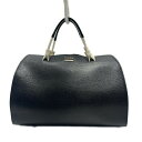 【中古】FURLA(フルラ) ハンドバッグ 黒×白 レザー