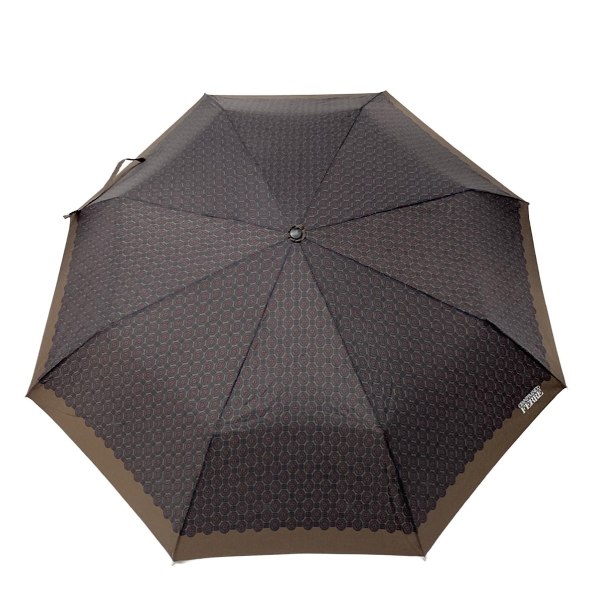 【中古】GIANFRANCO FERRE(ジャンフランコフェレ) 折りたたみ傘 ダークブラウン×ブルー×マルチ
