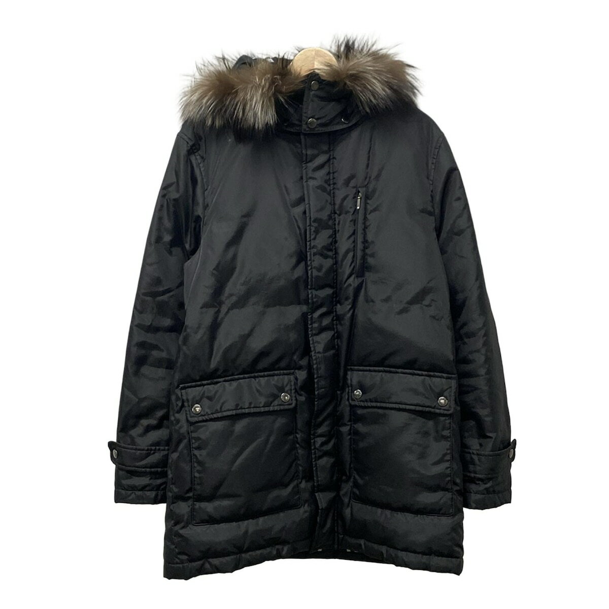 【新着】【中古】Burberry Black Label(バーバリーブラックレーベル) ダウンコート 長袖/フード着脱可/ファー/冬 黒