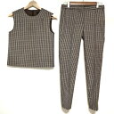 【中古】theory(セオリー) レディースパンツセットアップ チェック柄 ベージュ×黒×マルチ