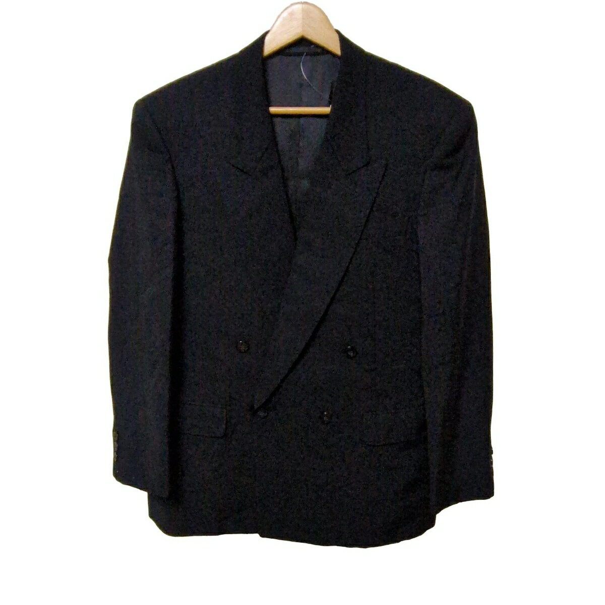 【新着】【中古】LANVIN(ランバン) ジャケット 長袖/ダブル/肩パッド/オールシーズン 黒