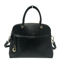 【中古】FURLA(フルラ) パイパー ハンドバッグ 黒 レザー