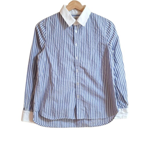 【中古】Maison de Reefur(メゾン ド リーファー) 長袖シャツブラウス ストライプ ネイビー×白 【中古】Maison de Reefur(メゾン ド リーファー) 長袖シャツブラウス ストライプ ネイビー×白