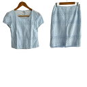 【中古】COURREGES(クレージュ) スカートセットアップ パンチングレース ライトブルー