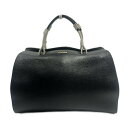 【中古】FURLA(フルラ) ハンドバッグ 黒×アイボリー レザー