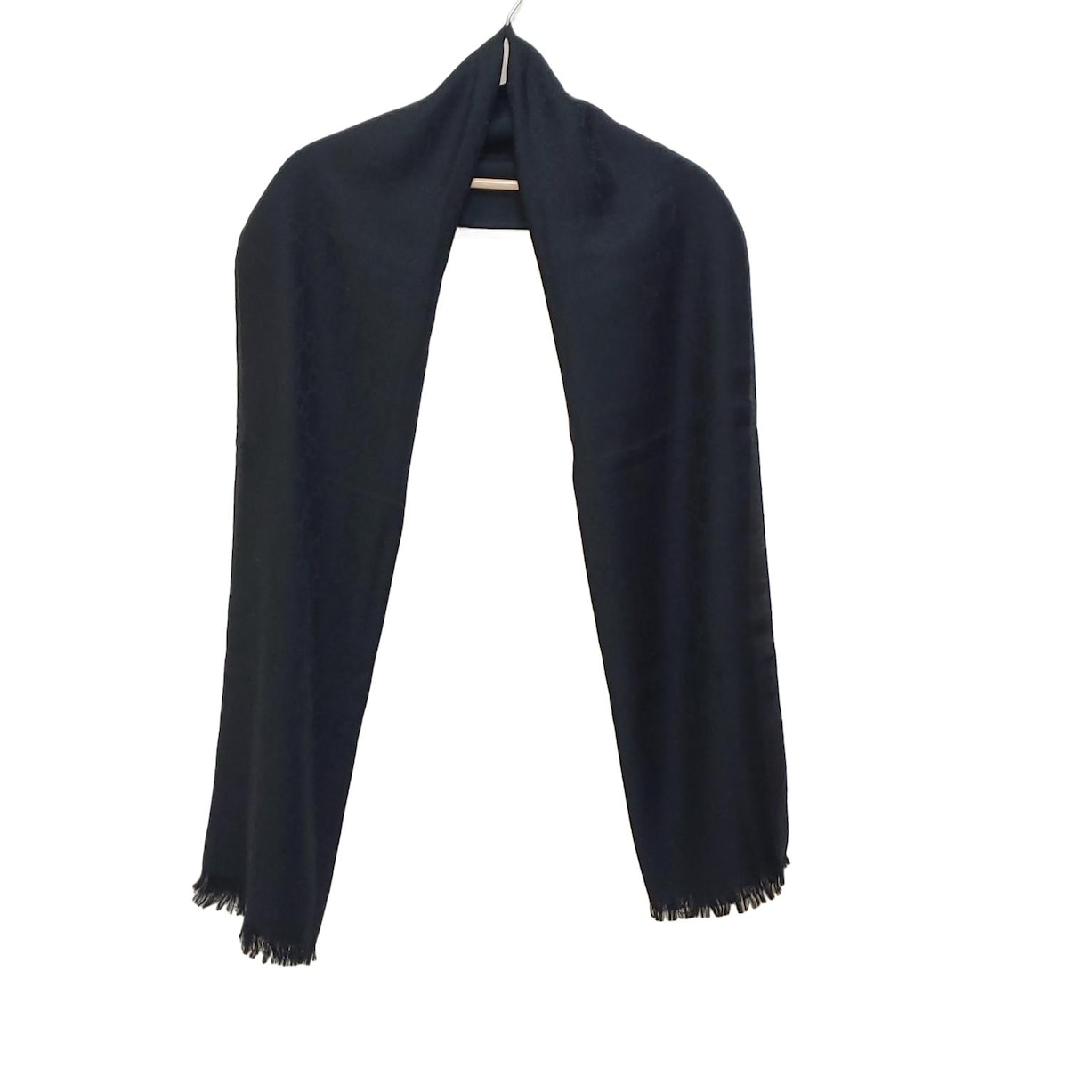 【中古】GUCCI(グッチ) ストール(ショール) GG柄 黒 ウール、シルク