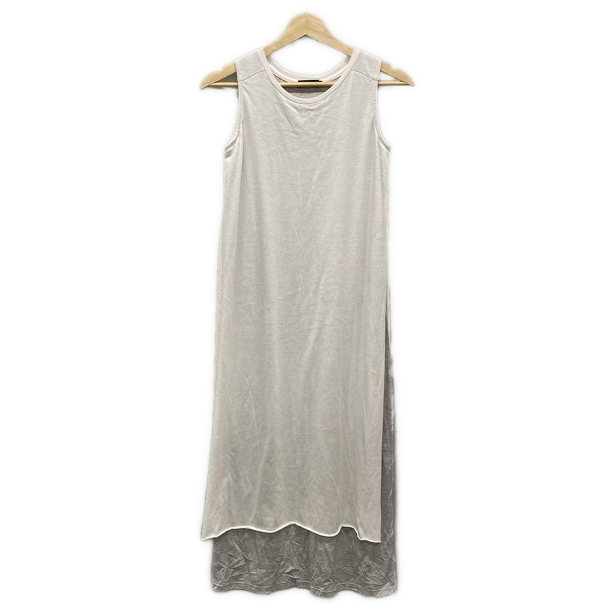 【中古】LOVELESS(ラブレス) ワンピース クルーネック/ノースリーブ/ロング イエローグリーン×ライトグレー(4)