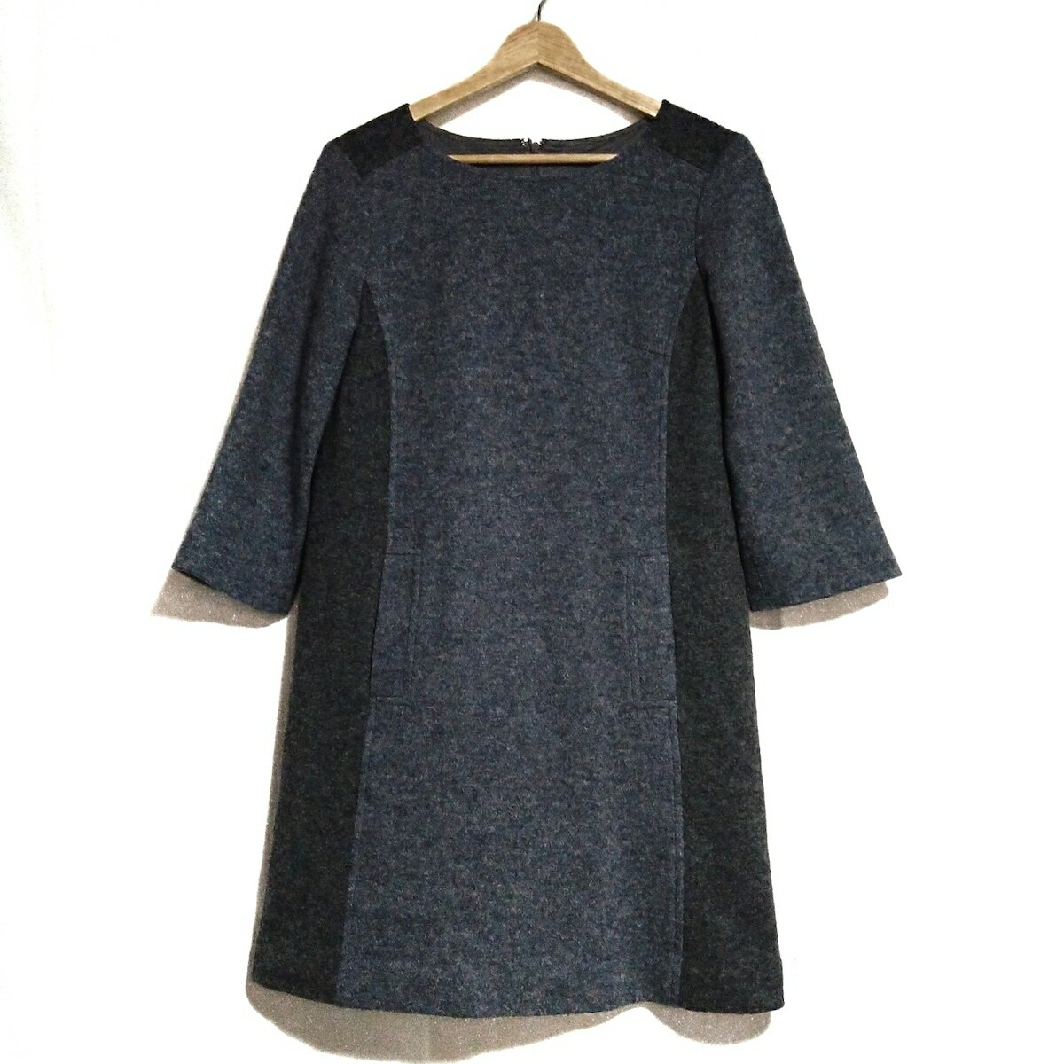 【中古】NEW YORKER(ニューヨーカー) ワンピース クルーネック/長袖/ひざ丈 ダークグレー