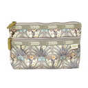 【新着】【中古】LESPORTSAC(レスポートサック) ポーチ 花柄/YK/風間ゆみえコラボ グレーベージュ×ベージュ×マルチ(4)