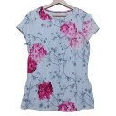 【中古】TED BAKER(テッドベイカー) チュニック クルーネック/半袖/花柄 ライトグレー×ピンク×マルチ