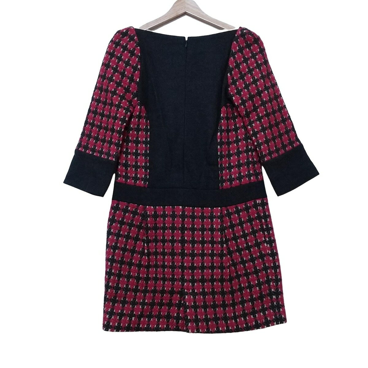 【中古】KEITA MARUYAMA(ケイタマルヤマ) ワンピース クルーネック/長袖/ひざ丈 ダークグレー×ピンク×アイボリー ウール