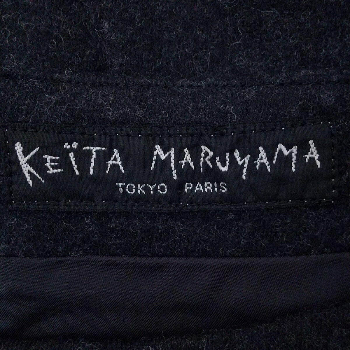 【中古】KEITA MARUYAMA(ケイタマルヤマ) ワンピース クルーネック/長袖/ひざ丈 ダークグレー×ピンク×アイボリー ウール