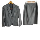 【中古】MargaretHowell(マーガレットハウエル) スカートスーツ ストライプ/3点セット(ジャケット、パンツ、スカート) グレー×白