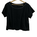 【中古】Leilian(レリアン) 半袖カットソー ラウンドネック/スタッズ 黒(4)
