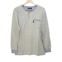 【中古】Aquascutum(アクアスキュータム) 長袖Tシャツ クルーネック/ボーダー ライトイエロー×グレー×黒