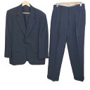 【中古】Aquascutum(アクアスキュータム) シングルスーツ ストライプ/ネーム刺繍 黒×ダークブラウン