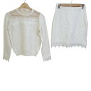 【中古】Emiria Wiz(エミリアウィズ) スカートセットアップ ニット/レース/シースルー/ウエストゴム 白