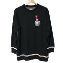【中古】Leilian(レリアン) 長袖セーター クルーネック/ボーダー/フラワー(花) 黒×白×レッド|詳細画像