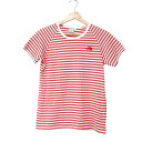 【中古】THE NORTH FACE(ノースフェイス) 半袖Tシャツ クルーネック/ボーダー 白×レッド