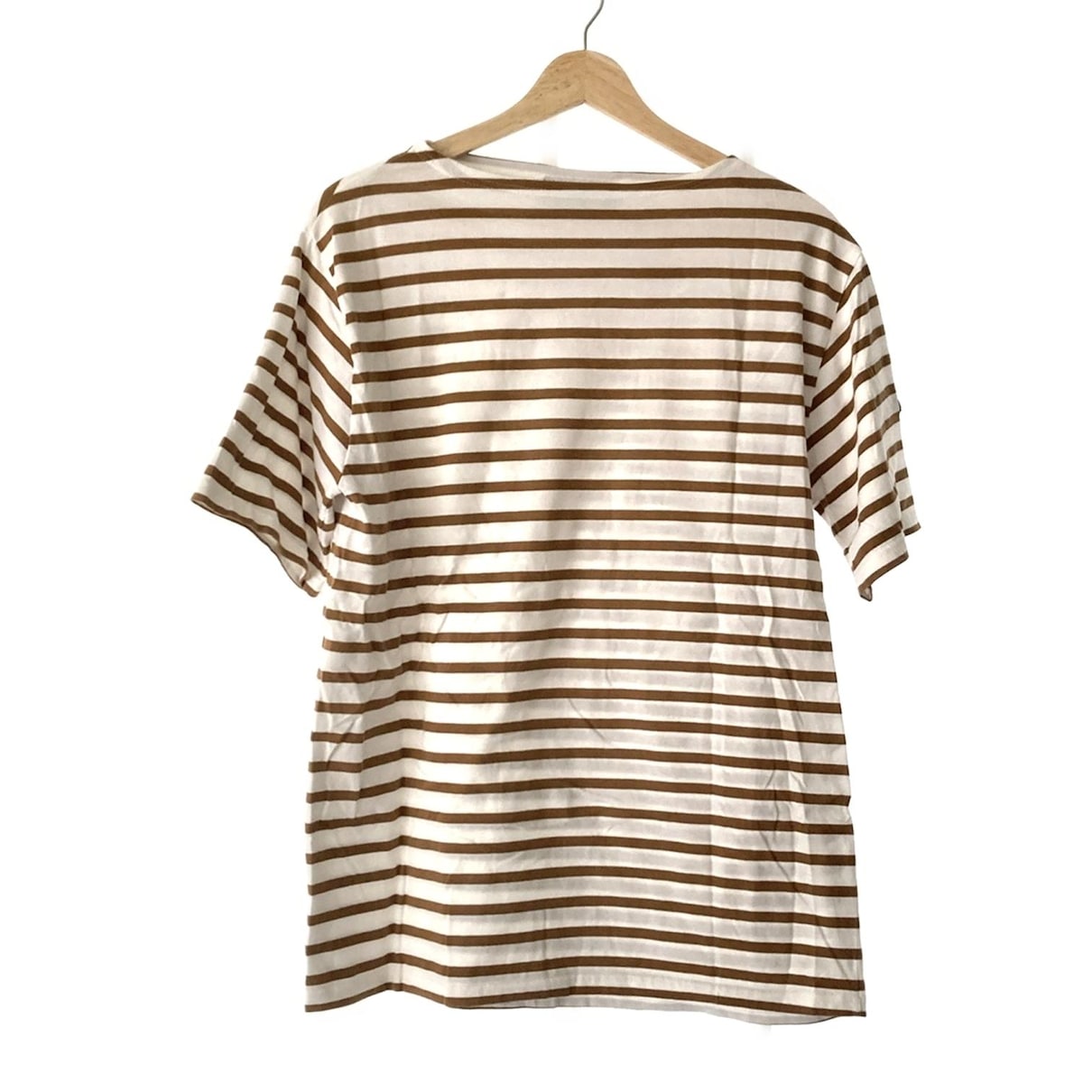 【中古】SAINT JAMES(セントジェームス) 半袖カットソー ボーダー 白×ブラウン