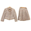 【中古】EPOCA(エポカ) スカートスーツ ビジュー/フリル/ラメ ベージュ×ゴールド