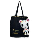 【中古】LESPORTSAC(レスポートサック) トートバッグ 収納式/エコバッグ 黒×白×マルチ