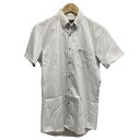 【中古】Burberry Black Label(バーバリーブラックレーベル) 半袖シャツ ストライプ 白×ライトグレー