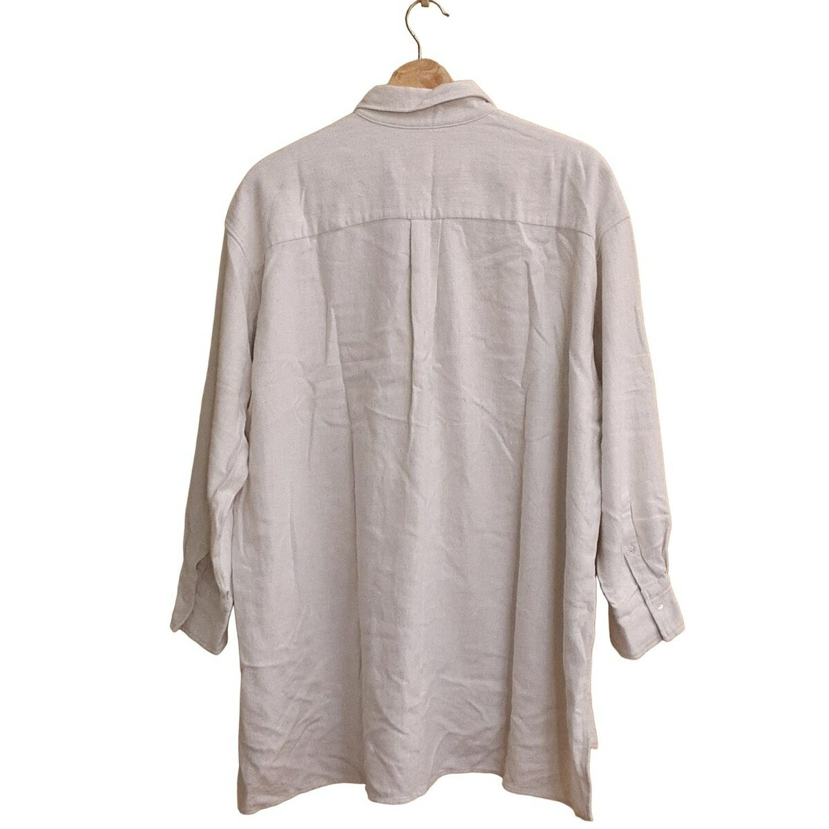 【中古】whim gazette(ウィムガゼット) チュニック レギュラーカラー/長袖 白×ライトグレー コットン