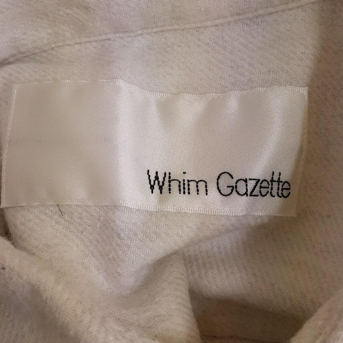 【中古】whim gazette(ウィムガゼット) チュニック レギュラーカラー/長袖 白×ライトグレー コットン