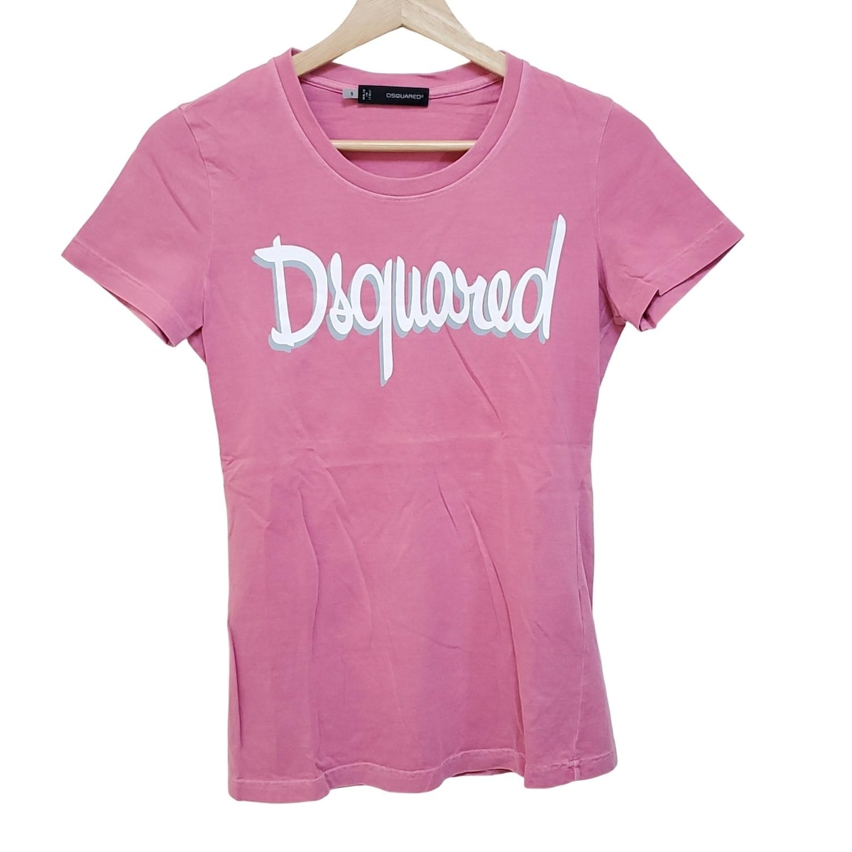 【新着】【中古】DSQUARED2(ディースクエアード) 半袖Tシャツ ピンク×白×グレー