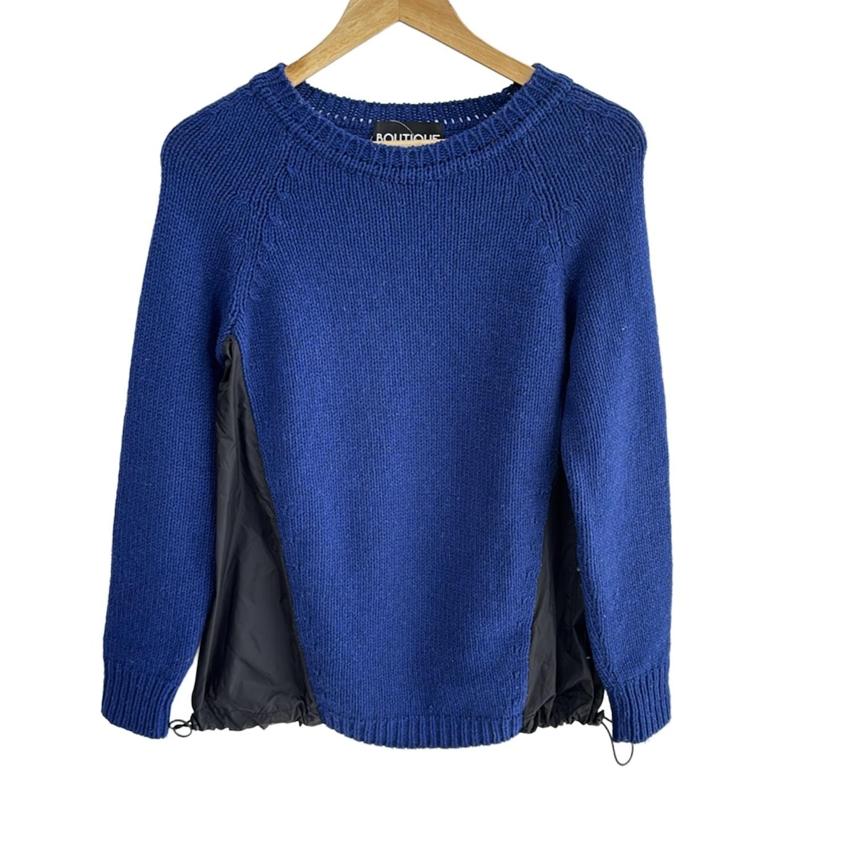 【中古】MOSCHINO(モスキーノ) 長袖セーター クルーネック/異素材切替/BOUTIQUE ネイビー×黒