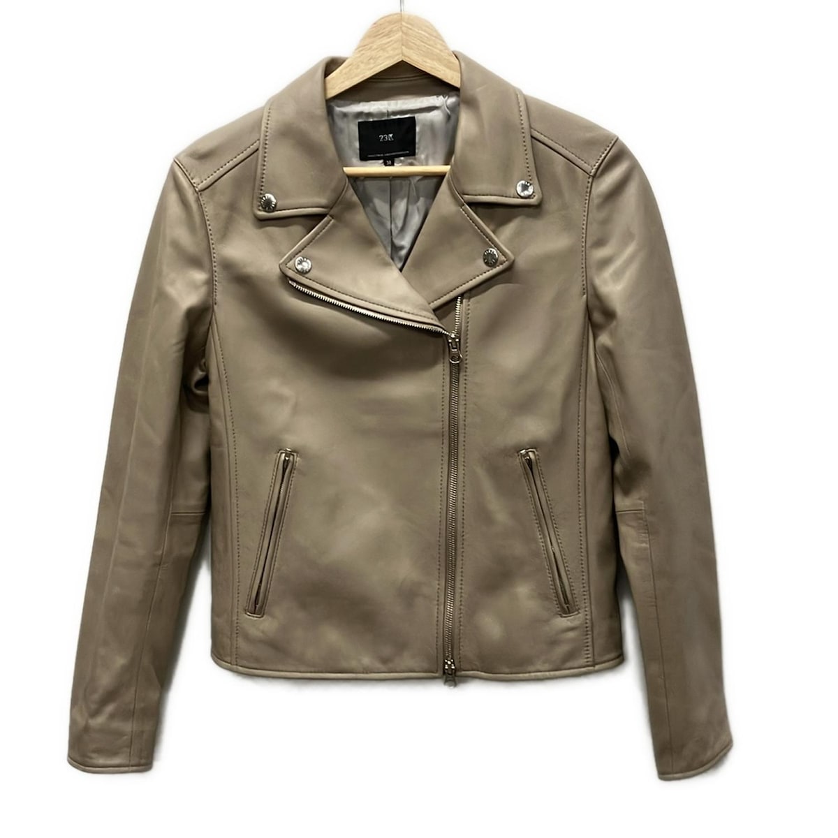 【新着】【中古】23区(ニジュウサンク) ライダースジャケット 長袖/レザー/秋/冬 ベージュ