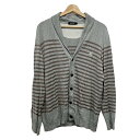 【中古】Burberry Black Label(バーバリーブラックレーベル) カーディガン 長袖/ボーダー グレー×ブラウン