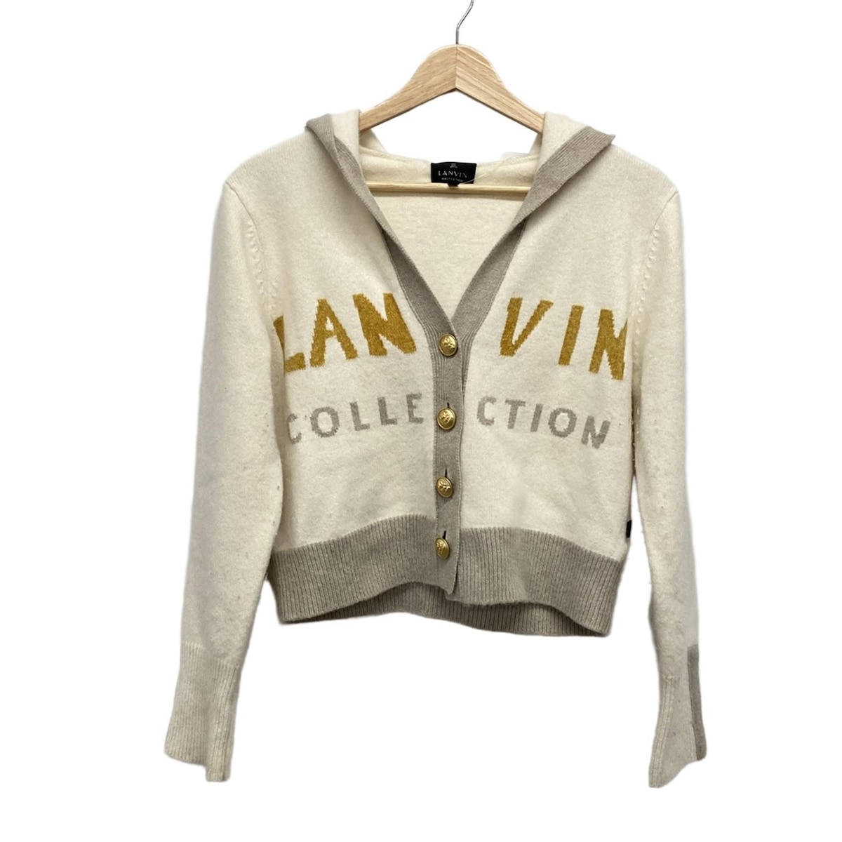 【新着】【中古】LANVIN COLLECTION(ランバンコレクション) カーディガン 長袖/フード付き アイボリー×ベージュ×ライトブラウン