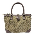 【中古】GUCCI(グッチ) スーキー ハンドバッグ ライトブラウン×ダークブラウン×ライトパープル レザー
