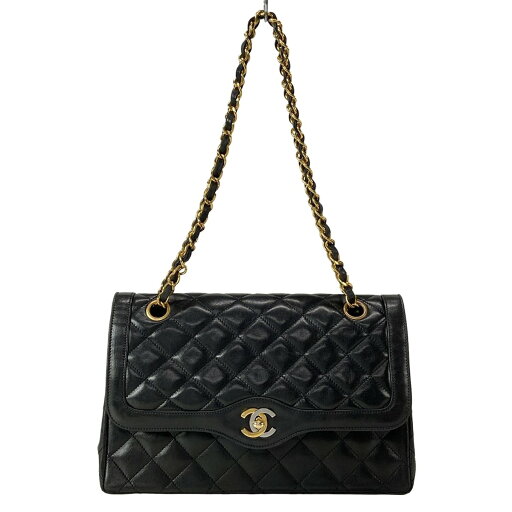 【新着】【中古】CHANEL(シャネル) パリ限定/マトラッセ ショルダーバッグ ダブルフラップ(二重蓋)/チェーンショルダー/ゴールド×シルバー金具 黒 ラムスキン 【新着】【中古】CHANEL(シャネル) パリ限定/マトラッセ ショルダーバッグ ダブルフラップ(二重蓋)/チェーンショルダー/ゴールド×シルバー金具 黒 ラムスキン