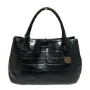 【中古】FURLA(フルラ) トートバッグ 型押し加工 ダークブラウン レザー