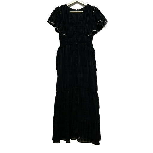 【中古】LANVIN en Bleu(ランバンオンブルー) ワンピース 半袖/ロング/チェック柄/リボン 黒×白 【中古】LANVIN en Bleu(ランバンオンブルー) ワンピース 半袖/ロング/チェック柄/リボン 黒×白