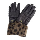 【中古】ANNA SUI(アナスイ) 手袋 ドット柄 黒×ダークブラウン