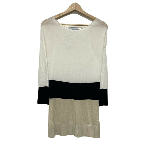 【中古】BLUMARINE(ブルマリン) チュニック クルーネック/七分袖/ニット アイボリー×ベージュ×黒 【中古】BLUMARINE(ブルマリン) チュニック クルーネック/七分袖/ニット アイボリー×ベージュ×黒
