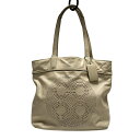 【中古】COACH(コーチ) オプアート ショルダーバッグ ベージュ レザー